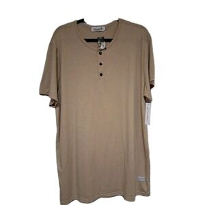 Kinetix Men's Oatmeal/Beige Heather Short‎ Sleeve Henley T-Shirt XXL NEW W/TAGS